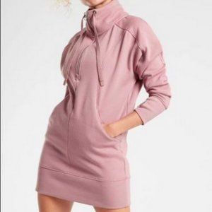 ATHLETA MAUVE POCKET 1/4 ZIP COZY KARMA DRESS